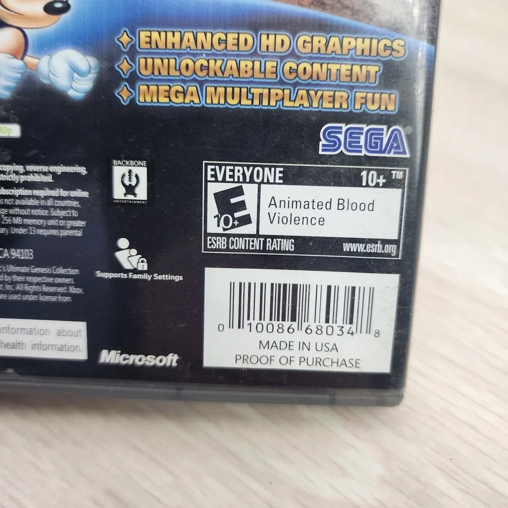Xbox 360 Sonic's Ultimate Genesis Collection Platinum Hits The Hedgehog Classics